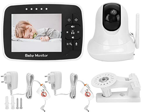 KIMISS Audio-Babyphone, 3,5-Zoll-Baby-Videomonitor, Nachtsicht, 2-Wege-Gespräch, Wiegenlied, Sicherheits-Babykamera mit Temperaturerkennung, 100‑240 V(#2)