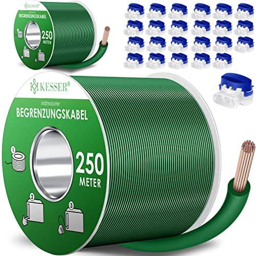KESSER® Cavo limitatore + picchetti + connettore Cavo per Tosaerba, Robot Tosaerba, Set di Accessori Compatibile con Gardena/Bosch/Worx/Einhell/Honda/ROBOMOW, 500m