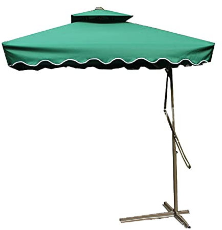 Overhanging Parasol, 220cm Anti-Rust Cross Base Rectangle Umbrella Breathable Double Top, Beach Parasol for Garden Deck Backyard Pool good
