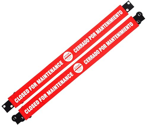 Nylon Bathroom & Restroom Closed for Maintenance Door Barricade Sign, 2 Pack with Magnetic & Suction Cup Ends