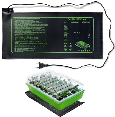 EWENYS Tappetino riscaldante per Piante, Grafico, per piantine, germinazione, IP67, Impermeabile, 20 W, Temperatura 20 W, per la Coltivazione di Serra o Grow Box (53 x 25 cm)
