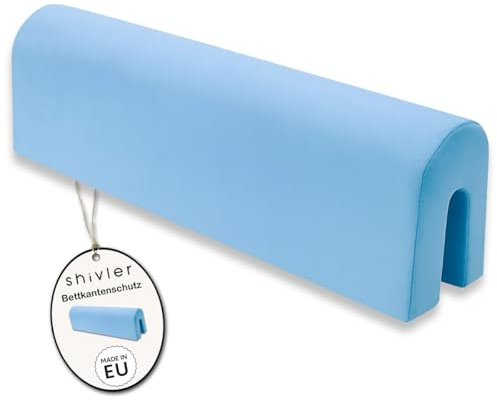 shivler Bettkantenschutz für Kinderbetten Kissen für bettumrandung Rausfallschutz Abdeckung Kantenschutz für Babybett (Blau, 50cm)