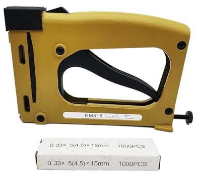 Grapadora profesional para trabajos pesados Pistola de clavos Manual for muebles, herramientas HM515 con clavos de 1000 Uds. 5x15MM