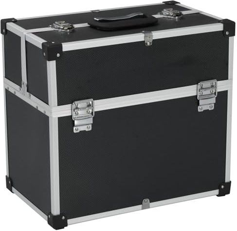 Werkzeugkoffer 38x22,5x34 cm Schwarz Aluminum, CIADAZ Werkzeugtrolley, Werkzeugset, Werkzeug-sets, Tool Set, Werkzeugtasche Gefüllt