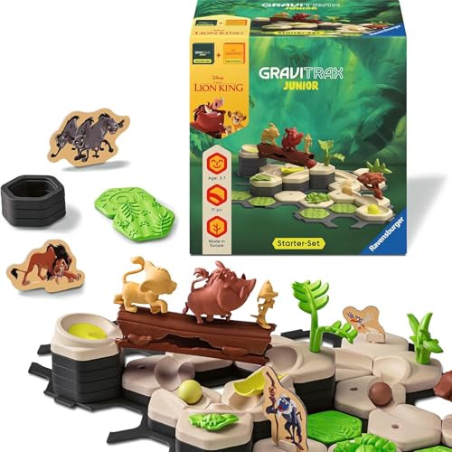 Ravensburger GraviTrax Junior Starter-Set XXL König der Löwen - Kugelbahn | Murmelbahn ab 3 Jahre, 66 Bauteile, 4 Kugeln, Konstruktionsspielzeug, Alleine bespielbar, Geschenk für Kinder