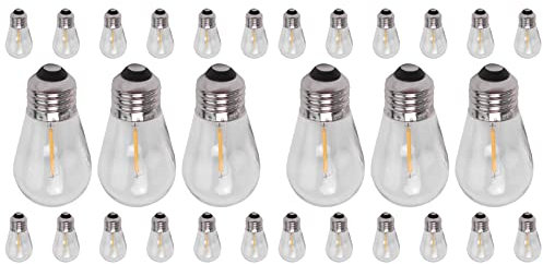 Yangyou 30 Packungen 3V LED S14 Glühbirnen Splitterfrei Draussen Solar Schnur Licht Glühbirnen Warmes Weiß