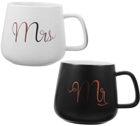 NAMOARLY 2pezzi Caffè Ceramica Per Mug Bianche Per e Anniversario Di Matrimonio Tazzine Per Sposi e Fidanzamenti