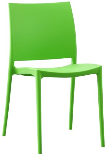 CLP Chaise de Jardin empilable et resistante aux intemperies Meton, Fauteuil avec Dossier, Resistant aux UV, Chaise exterieure en Plastique, Couleur:Vert