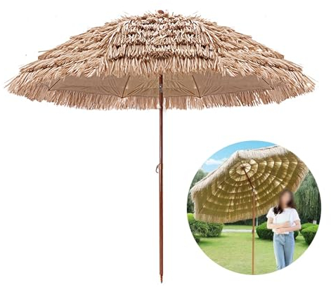 Sonnenschirme Balkon Windfest Balkonschirm Neigbar and Höhenverstellbar Gartenschirm mit Tragetasche Dichter Simulierter Grasschirm(Size:200CM)