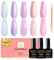 YSUVIN Vernis Semi Permanent, 5 Couleurs Vernis Gel Semi-permanent Nacré, Blanc Perle Milky Rose Violet Nacré Shell Brillant Vernis à Ongles Soak Off UV LED French Manucure Gel Nail Polish