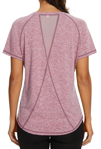 Gyabnw sportskjorta dam kortärmad sport toppar löpning skjorta funktionell skjorta sommar fitness gym yoga topp, Rosa (rosa 1), S
