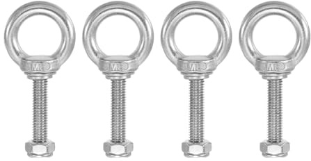 PATIKIL Pernos de Ojo para Levantamiento de Hombro M8x40 Acero Inoxidable 304 Rosca Macho con Tuerca Hexagonal Arandela Plana para Colgar y Asegurar Cadena Alambre 4 Sets
