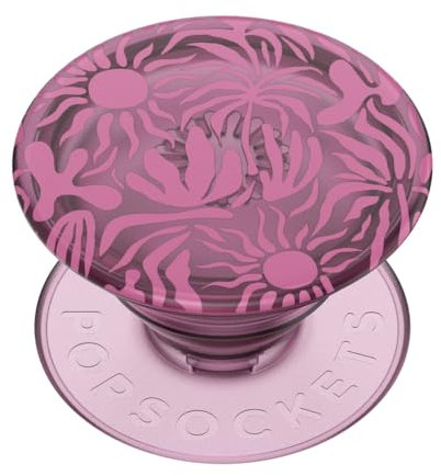 PopSockets Poignée de téléphone Transparente avec béquille Extensible, PopSockets pour téléphone, PopGrip translucide, Sava Sava Palms
