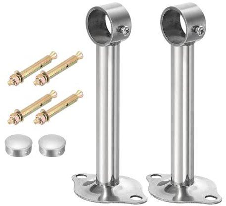 QUARKZMAN 2 Stück Gardinenstange Halterung Handtuchstange vorhangstange für 25mm/0,98 Rohrlänge 150mm/5,91 Edelstahl Deckenhalterung Gardinenstange für Wände Kleiderschrank Gardinenrohr