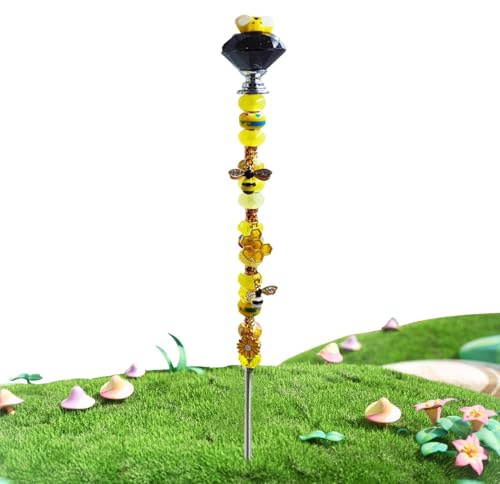 Bee Yard Art Gartenstecker Bienenlichter, Little Bee, Steckbare Gartenstecker für Bienen, kleine Biene, Bienenzeichen, steckbar mit Perlen, klein