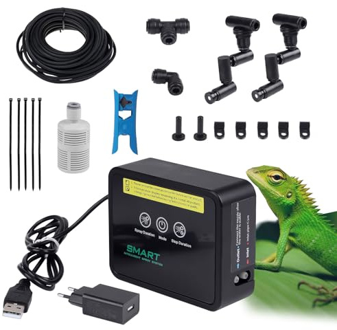 CPROSP Benebelungssystem, für Reptilien, für Amphibien und Pflanzen | Einfach zu Nutzen; Luftbefeuchter Terrarium mit Timer; Vernebler mit 360° Sprühdüsen