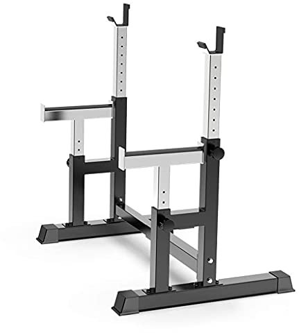 Mecmoc Squat Rack Stand Barbell Free Press Bench Home Gym Adjustable Home Fitness Equipment Barbell Rack with Support Weight Bench Bench Press, 300KG Lo
