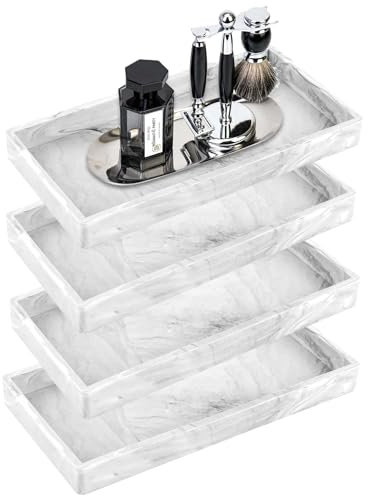 LDXDRU 4 vassoi da bagno, 20 x 10 x 1,8 cm, in marmo, in silicone, per profumo, rettangolare, per asciugamani, candele, sapone, piante, gioielli