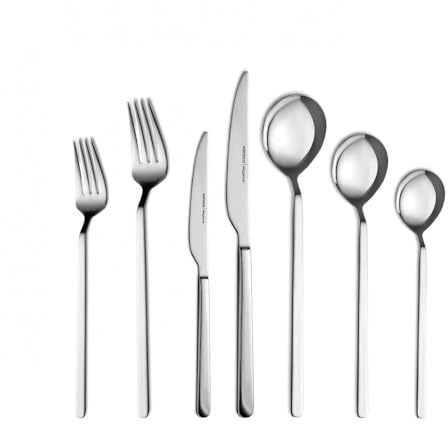 Karaca Gale Silber 84-teiliges Servierbesteck, Salatbesteck aus Edelstahl, Küchenutensilien inklusive Schöpflöffel, Servierlöffel, Gabel, Sieb, Spatel & Zuckerzange, Stilvolles Vorlegebesteck Set
