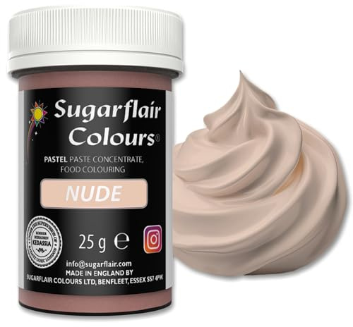 Sugarflair Nude Food Colouring Paste 25g | Concentrated Nude Food Dye for Fondant, Buttercream, Cake Decorating and More - Vegan, Kosher, Bake-Stable