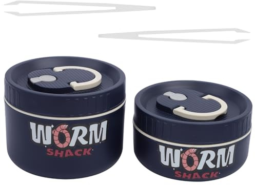 VKVXCLON 2Pcs Live Bait Storage,Fishing Bait Container, Stainless Steel Worm Storage Box, Nightcrawler Box, Bait Tank, Compact and Durable,Small and Portable, Keeps Bait Fresh and Alive (Blue)