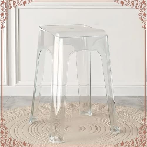 Sgabello da bar impilabile, portatile, in plastica trasparente, per cucina, ufficio, sala da pranzo, design senza braccioli, salvaspazio, leggero