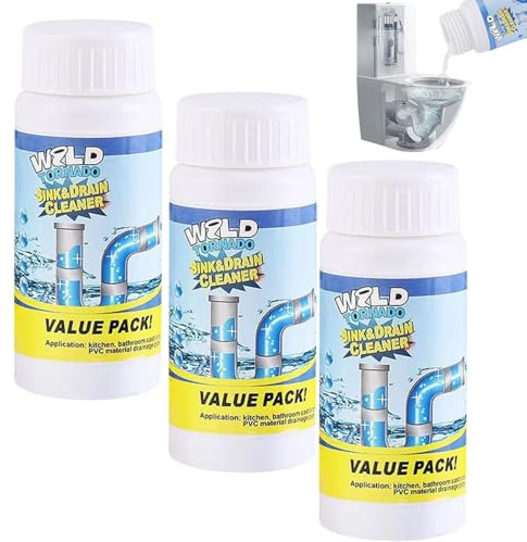 Vollstern Abflussreiniger, Value Pack Rohrreiniger, Hochwirksamer Rohrreiniger Mit Aktivschaum FüR KüChe, Bad, Toilette & Balkon(110 G Pro Flasche) (3 StüCk)