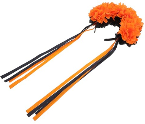 Bandeau en Tissu Noir Couronne de Fleurs Halloween pour Femmes et Filles | Coiffe Élégante pour Bal Costumé ou Spectacle Scénique, Taille Unique Confortable, Accessoire Capillaire