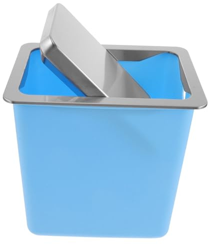 Alipis Contenitore Rifiuti da Incasso da Banco con Coperchio in Acciaio Resistente e Sportello Oscillante Bidone Compatto per Cucina Bagno e Ufficio Cestino Integrato Salva Spazio