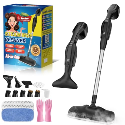 Fastest Heating Steam Mop with Handheld Steam Cleaner, 250ML Powerful Floor Steamer for Cleaning Hardwood, Laminate Floor, Wall, Glass and Grout, 17 Multi-purpose Accessories & Washable Pads
