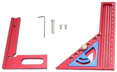 Righello di misurazione multiangolo Finitura anodizzata in lega di alluminio per goniometro quadrato per la lavorazione del legno (Red and Blue)