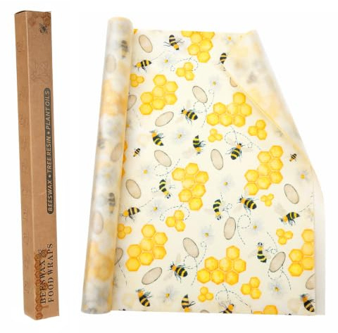 KFHENSOMR Bees Wax Paper Bees Wrap Bees Wrap Reusable Food Wrap 33x100cm | Cut-to-Size, Plastic-Free Cling Film Alternative, Reusable, For Sandwiches, Fruit, Bread, Cheese & Bowl Covers