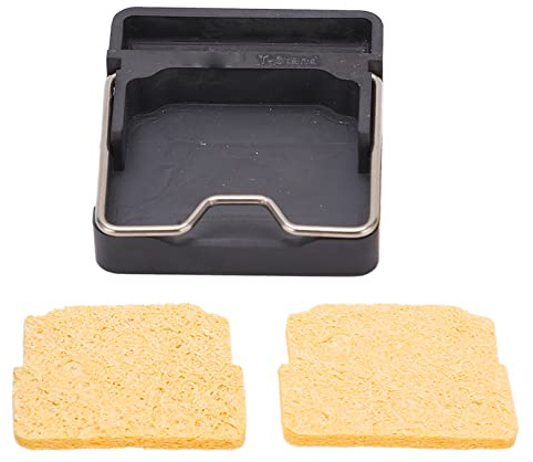 Qudinip Mini Soldering Iron Stand Holder for Easy Tip Cleaning and Solder Storage, Durable Zirconia Welding Accessory, Ideal for Electricians and Hobbyists, Compact 40x35x9mm (Black)