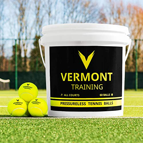 Vermont Tennisbollar | Träning tennisbollar – ITF godkända minitennisbollar alla planytor [bulkköp] (träningsbollar, 60-bollar)