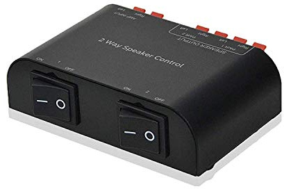 Adwits 2-Kanal Speaker Switcher Selector Box mit Terminal Claps 150W RMS pro Kanal, Schwarz
