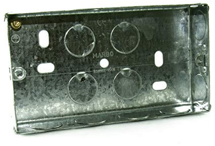 CDL Micro CDL-BB09 Double Electrical Metal Back Box/Pattress Box 25mm Deep - 2 Gang - Silver , White