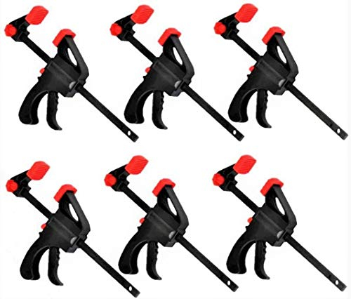 KAHEIGN 6Pcs Quick Grip Klemmen Schnellgriffklemmen, 4-Zoll Ratschenstangenklemmen Einhandstangenklemme für Holz Schnelle und einfache Klemmung