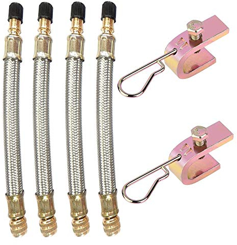 Ianulus Ventilverlängerung, 4 Stücke Reifenventilverlängerung, Flexible Gummi Reifenventilverlängerung mit 2 Klemmen für LKW, Bus, Wohnmobil, Anhänger (18 cm)