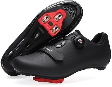 ARTVEP Chaussures Cyclisme Hommes Chaussures de vélos de Route pour Femmes compatibles avec Look SPD SPD-SL Delta Cleats Aptitude Chaussures Intérieur/Extérieur Tout Noir EU41