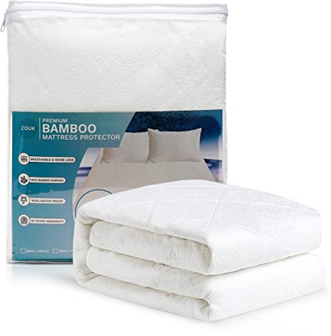 ZOUK Bamboo Mattress Protector Small Double – Waterproof Fitted Cover (120 x 190 + 35 cm) | Breathable, Soft & Noiseless | Small Double Mattress Protector Waterproof & Washable