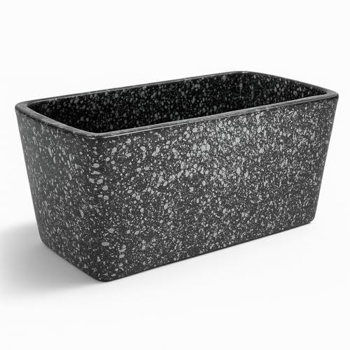 FRANCACOR Jardinera Rectangular NICHO Jarrón Copa florero Cementerio símil mármol 1 Esponja (MÁRMOL Oscuro, 27 X 14 X 10 CMS (Alta Y Recta))