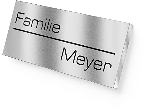 Graviers – Targhetta nome incisa in acciaio inox per cassetta/porta e campanello, autoadesiva, 8,5 × 3 cm