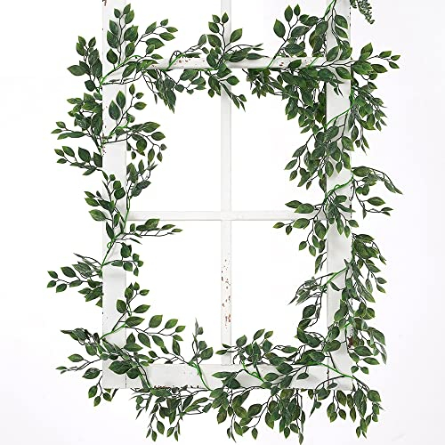 2 ghirlande artificiali di edera, 1,8 m, da appendere, con foglie di verde scuro, fedeli alla natura, per matrimoni, feste, giardino, festival, decorazione da parete