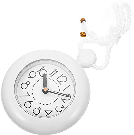 BESPORTBLE Badezimmeruhr: Wasserdichte Duschuhr, Hängeuhr für Küche, Nicht Tickende Uhr für Badezimmer, Pool - Weiß