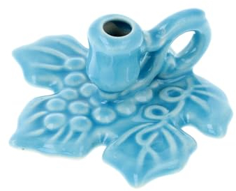 Danilovo Bougeoir en Forme de Feuille en céramique pour Bougies Minces, Porte-Bougies orthodoxe, idéal pour Bougies jusqu'à 1 cm de diamètre (Azure)