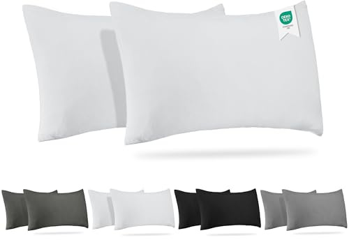 Barbons Kissenbezug 40x60 Weiss 2er Set – 165 g/m² Oeko-TEX Zertifiziert Kopfkissenbezug 100% Jersey Baumwolle weiche Kissenbezüge Kissenhülle mit Reißverschluss (40x60-Weiss)