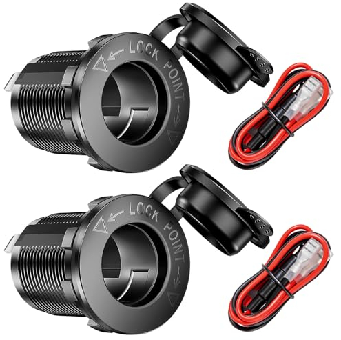 GUNGY Prises Allume-Cigare 12V/24V Imperméable Allume cigare Socket avec 60cm Fil 10A Fusible pour Voiture Marine Moto 2 Pièces