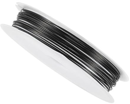 CoCud Alambre de Cobre, Calibre 22, Diámetro de 0.6mm, Longitud de 4.5m, Alambre de Cobre inoxible para Bisutería Negro - (Aplicaciones: para Manualidades DIY)