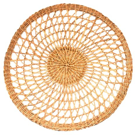 EME Pack Bajoplato Mimbre Trenzado con Diametro de 35 cm, Color Natural de Estilo rústico Fabricado con Fibras Naturales 100% Salvamantel de Mimbre Natural Incluye 6 uds
