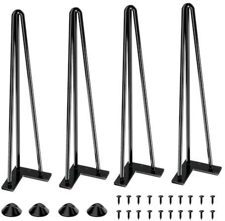 SANKEYTEW 51cm tischbeine Metall, 4er Set haarnadel tischbeine,füße für möbel couchtisch Beine esstisch,mit Bodenschoner und Schrauben Verfügbar (51cm 3 Rod)